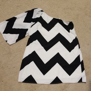 Pink owl one sleeve Chevron dress